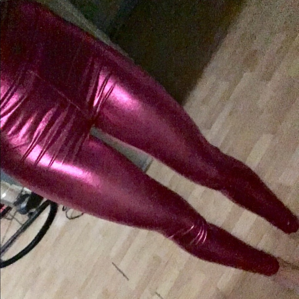 Pink metallic leggings